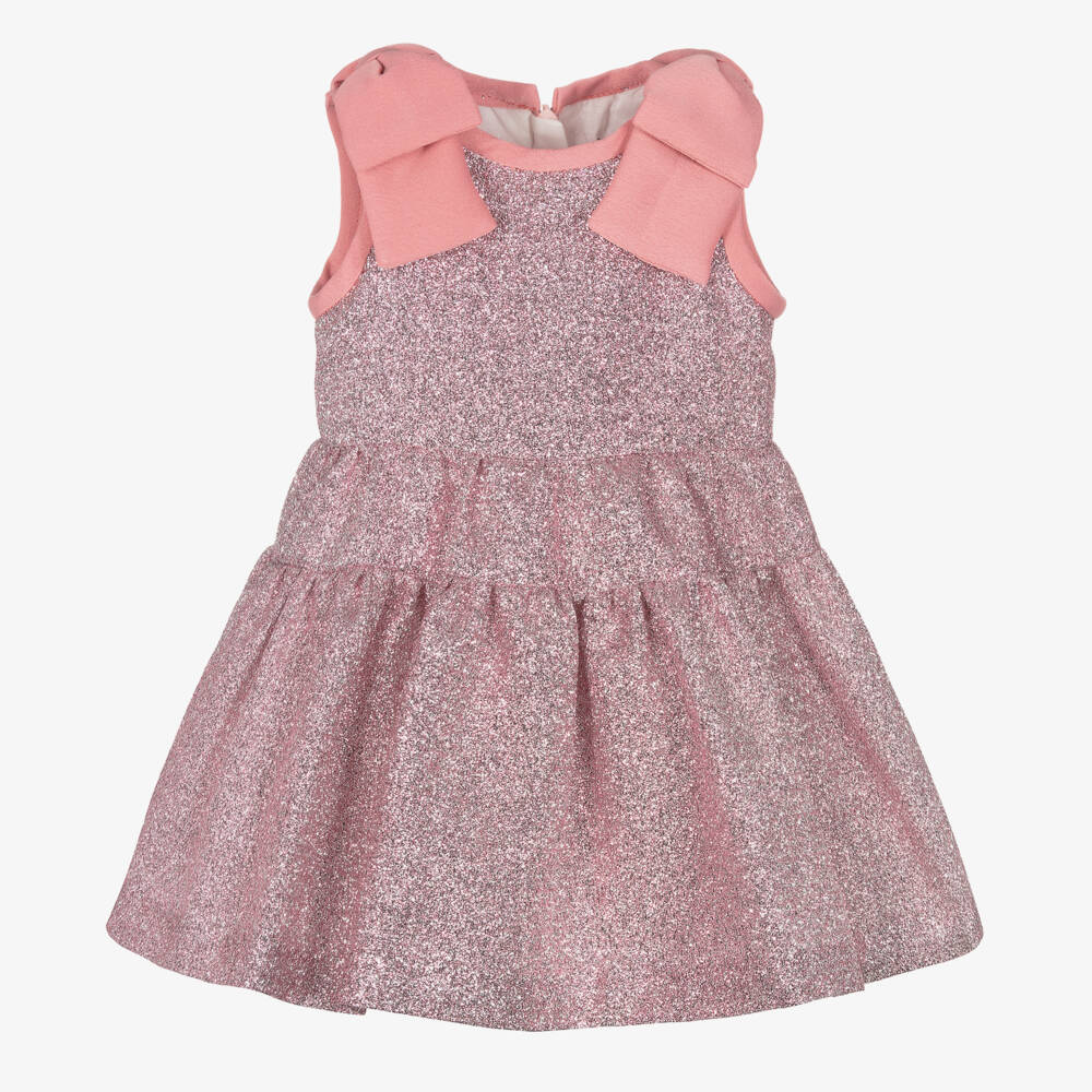 Hucklebones London-Блестящее розовое металлическое платье для девочек | Childrensalon Outlet