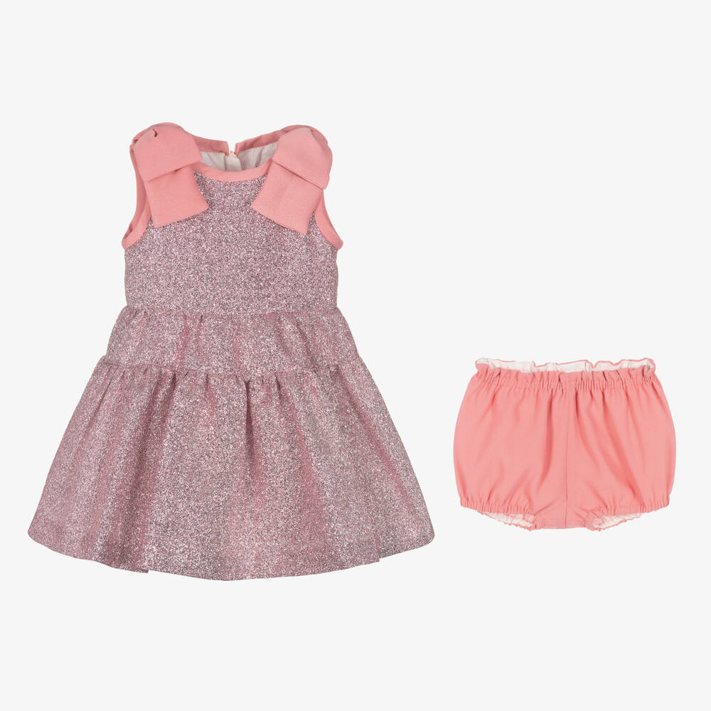 Hucklebones London-فستان وردي لامع معدني للبنات | Childrensalon Outlet