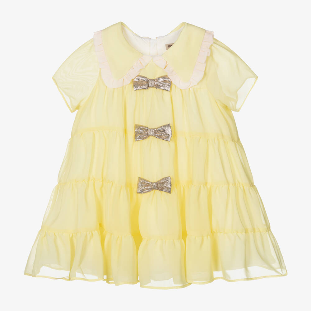 Hucklebones London-فستان شيفون مشرق للبنات بلمسات ذهبية | Childrensalon Outlet