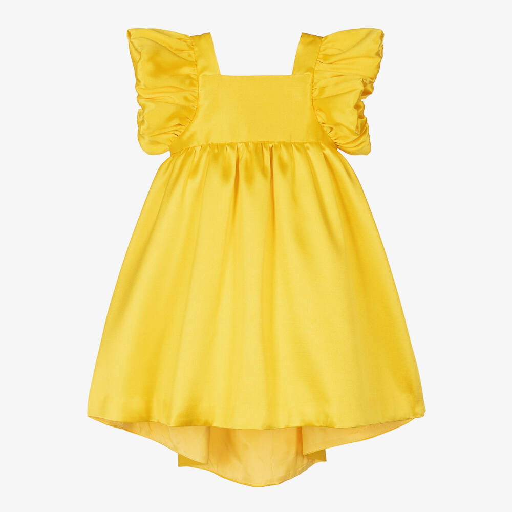 Hucklebones London-Girls Sunshine Satin Hi-Low Dress | Childrensalon Outlet
