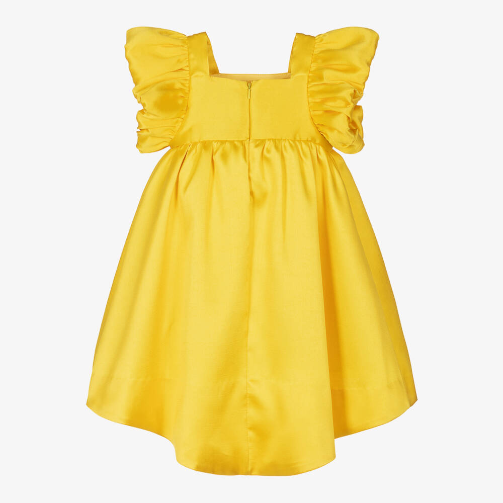Hucklebones London-فستان ساتان مشرق للبنات بتصميم عالي منخفض | Childrensalon Outlet