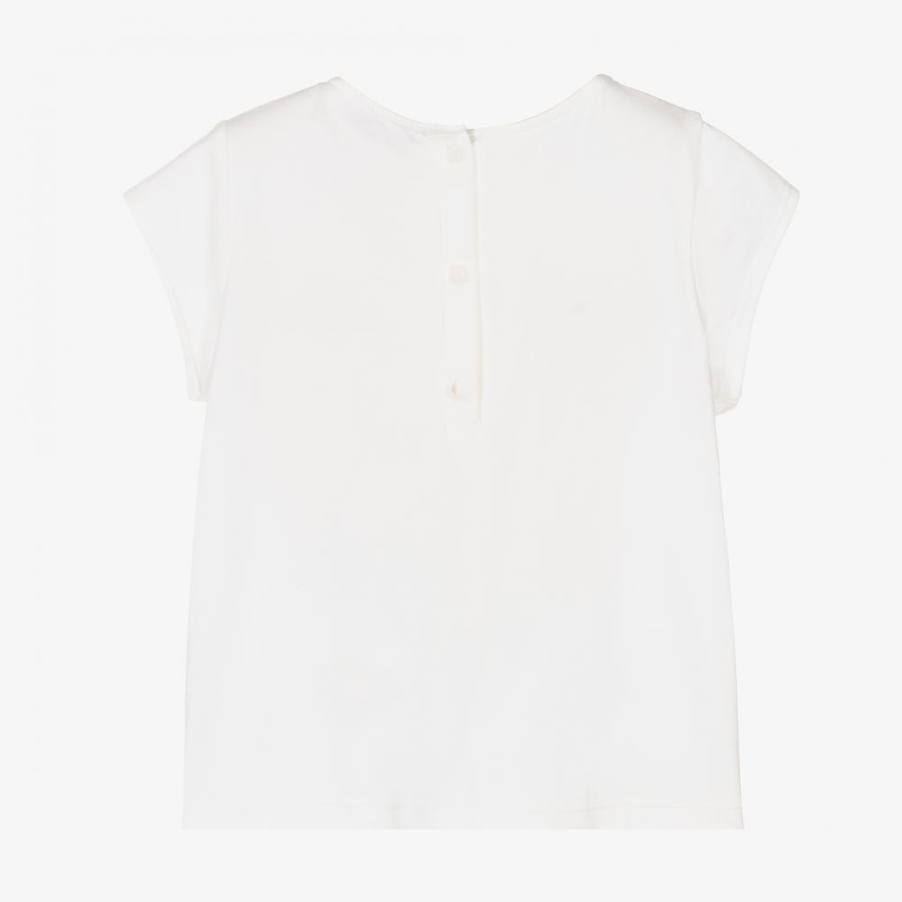 Hucklebones London-Girls White Cotton T-Shirt | Childrensalon Outlet