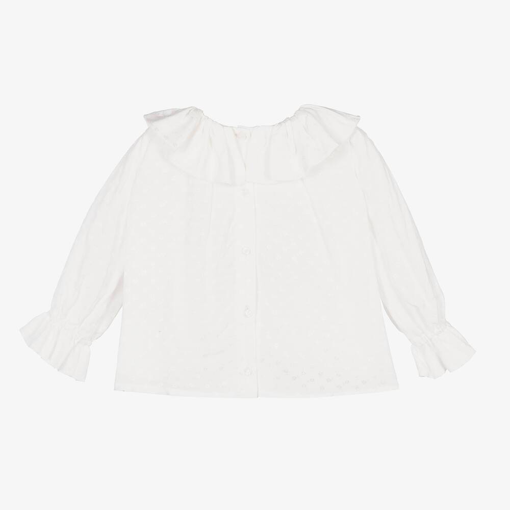 Hucklebones London-Girls White Floral Blouse | Childrensalon Outlet