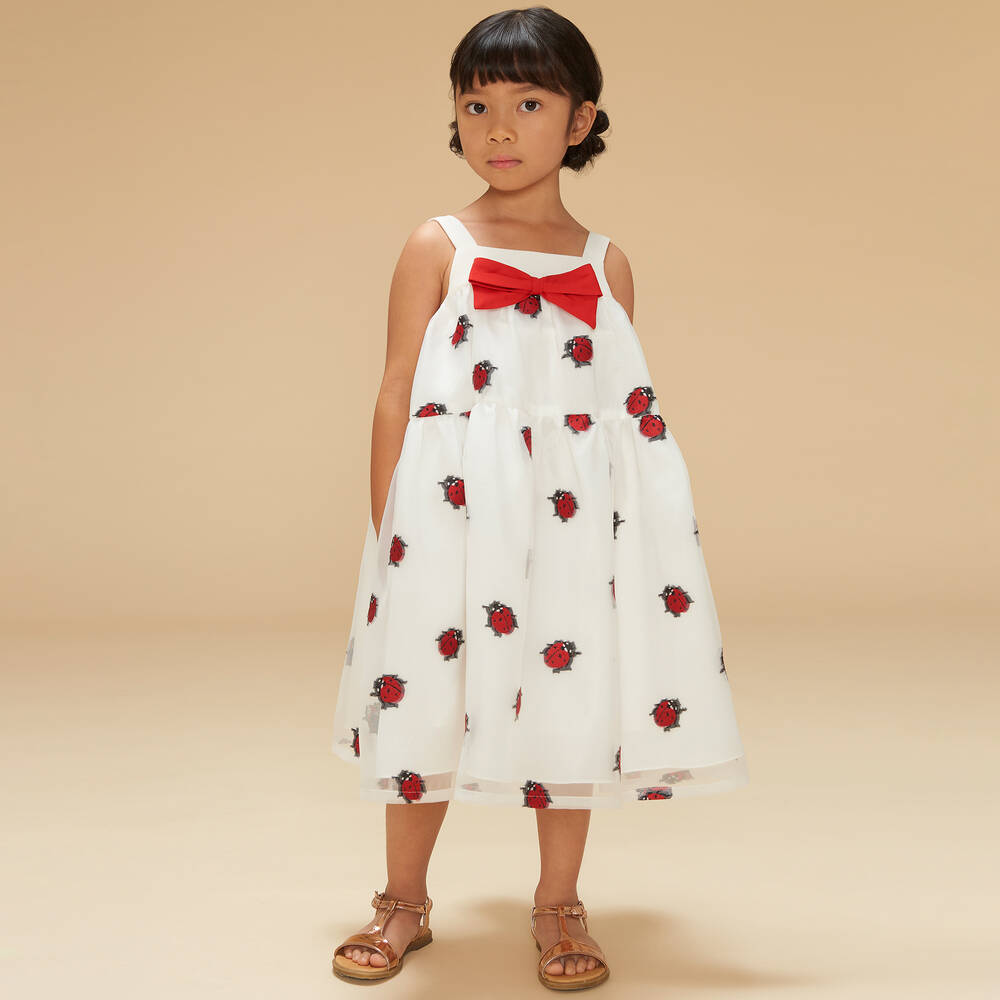 Hucklebones London-فستان أورغانزا لون أبيض | Childrensalon Outlet