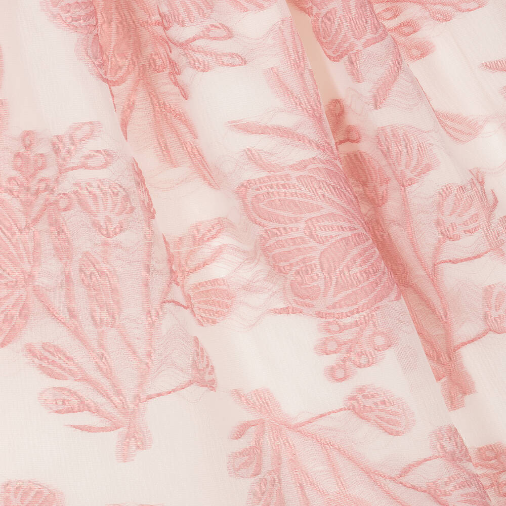 Hucklebones London-فستان أورغانزا مطرز لون أبيض وزهري | Childrensalon Outlet