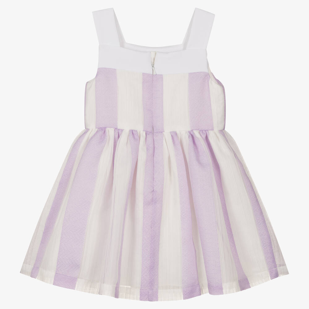 Hucklebones London-Белое платье в фиолетовую полоску | Childrensalon Outlet
