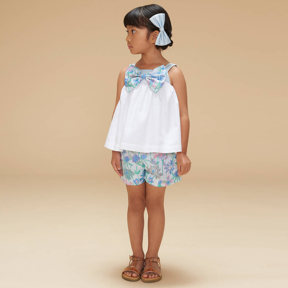 Hucklebones London-Girls White Sleeveless Blouse | Childrensalon Outlet