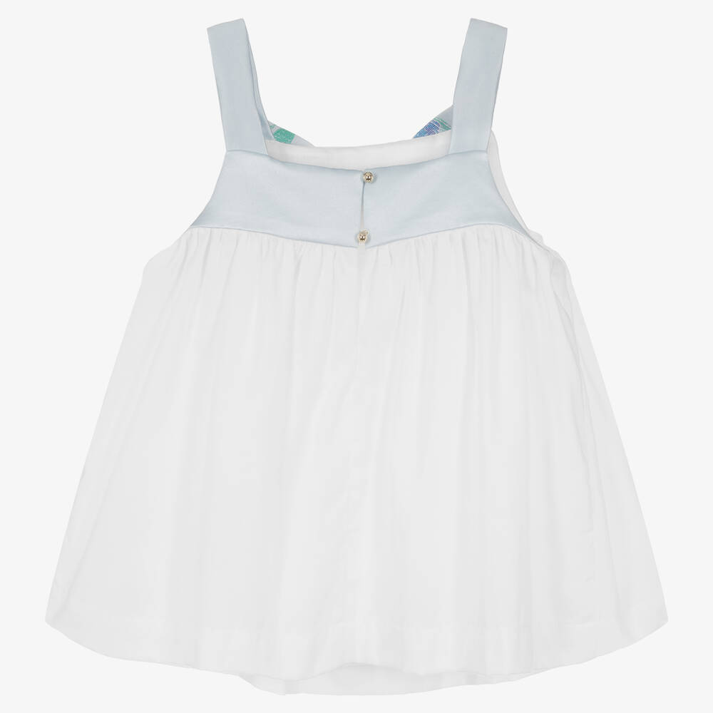 Hucklebones London-Girls White Sleeveless Blouse | Childrensalon Outlet