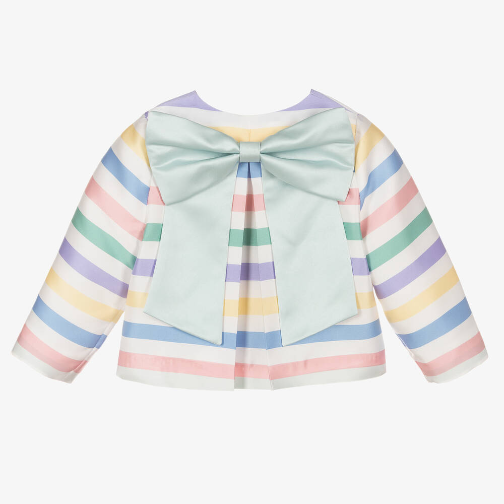 Hucklebones London-Girls White Striped Satin Jacket | Childrensalon Outlet