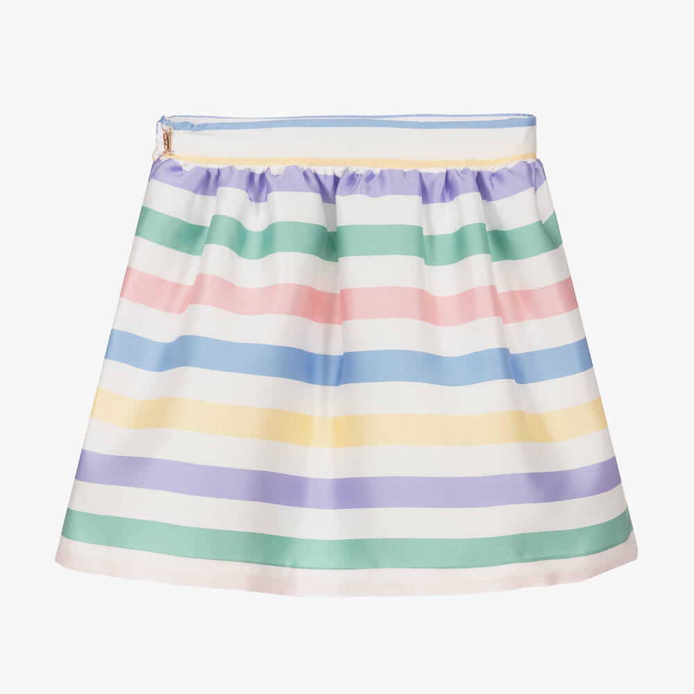 Hucklebones London-Белая атласная юбка в полоску | Childrensalon Outlet