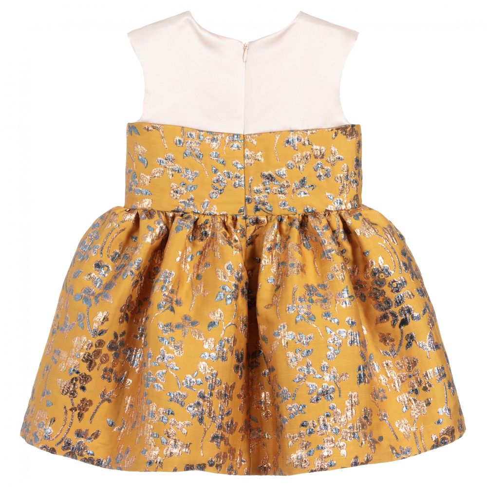 Yellow brocade dress clearance