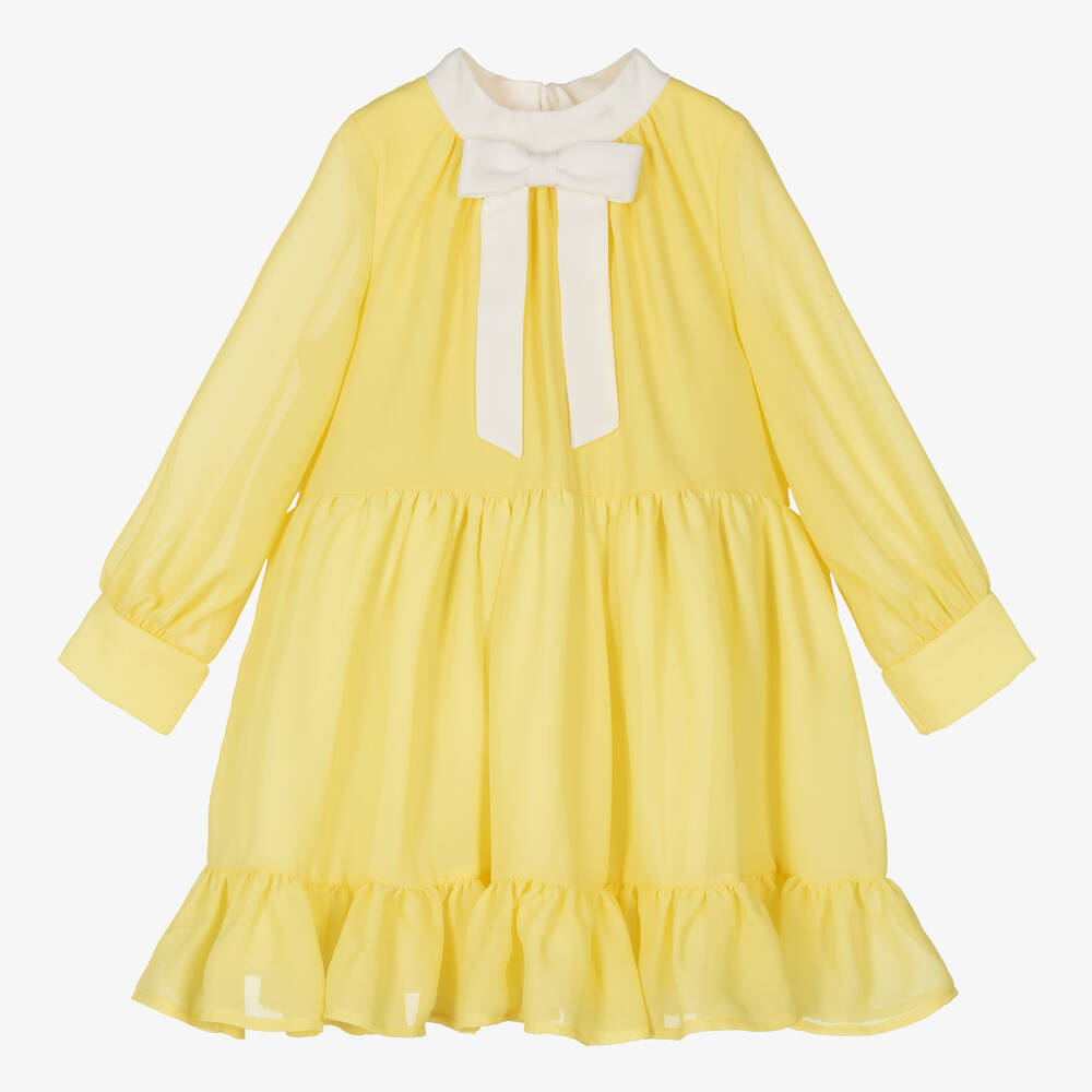 Hucklebones London - Girls Yellow Chiffon Dress | Childrensalon