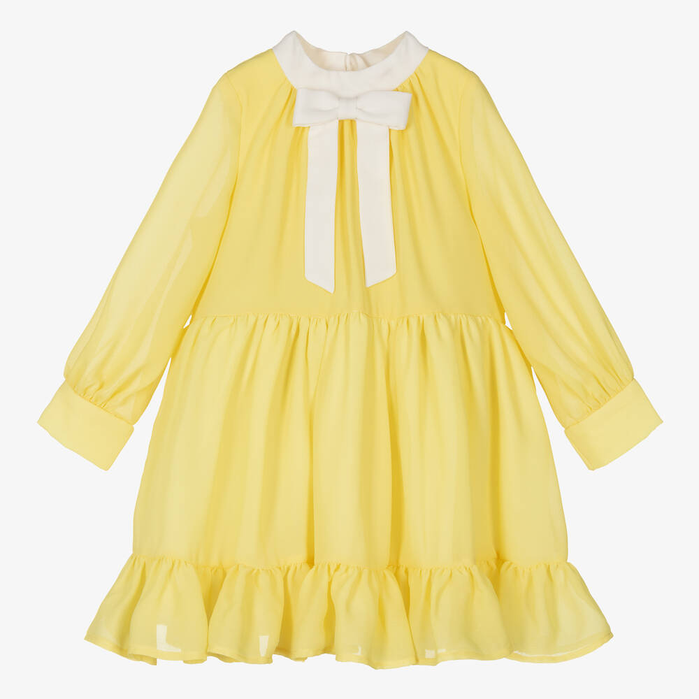 Hucklebones London-Желтое шифоновое платье для девочек | Childrensalon Outlet