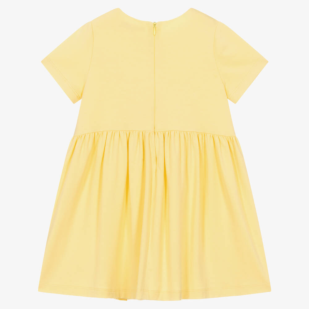 Hucklebones London-Girls Yellow Cotton & Modal Dress | Childrensalon Outlet