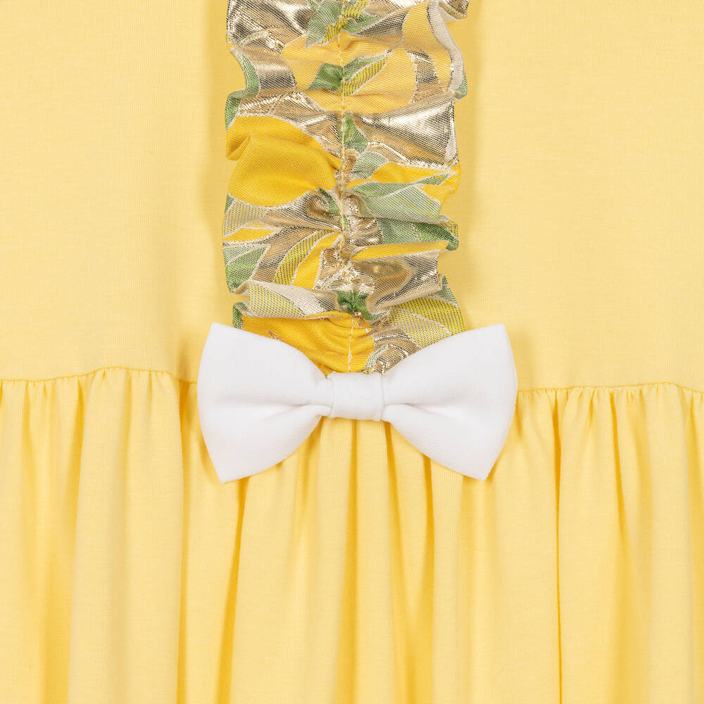 Hucklebones London-Girls Yellow Cotton & Modal Dress | Childrensalon Outlet