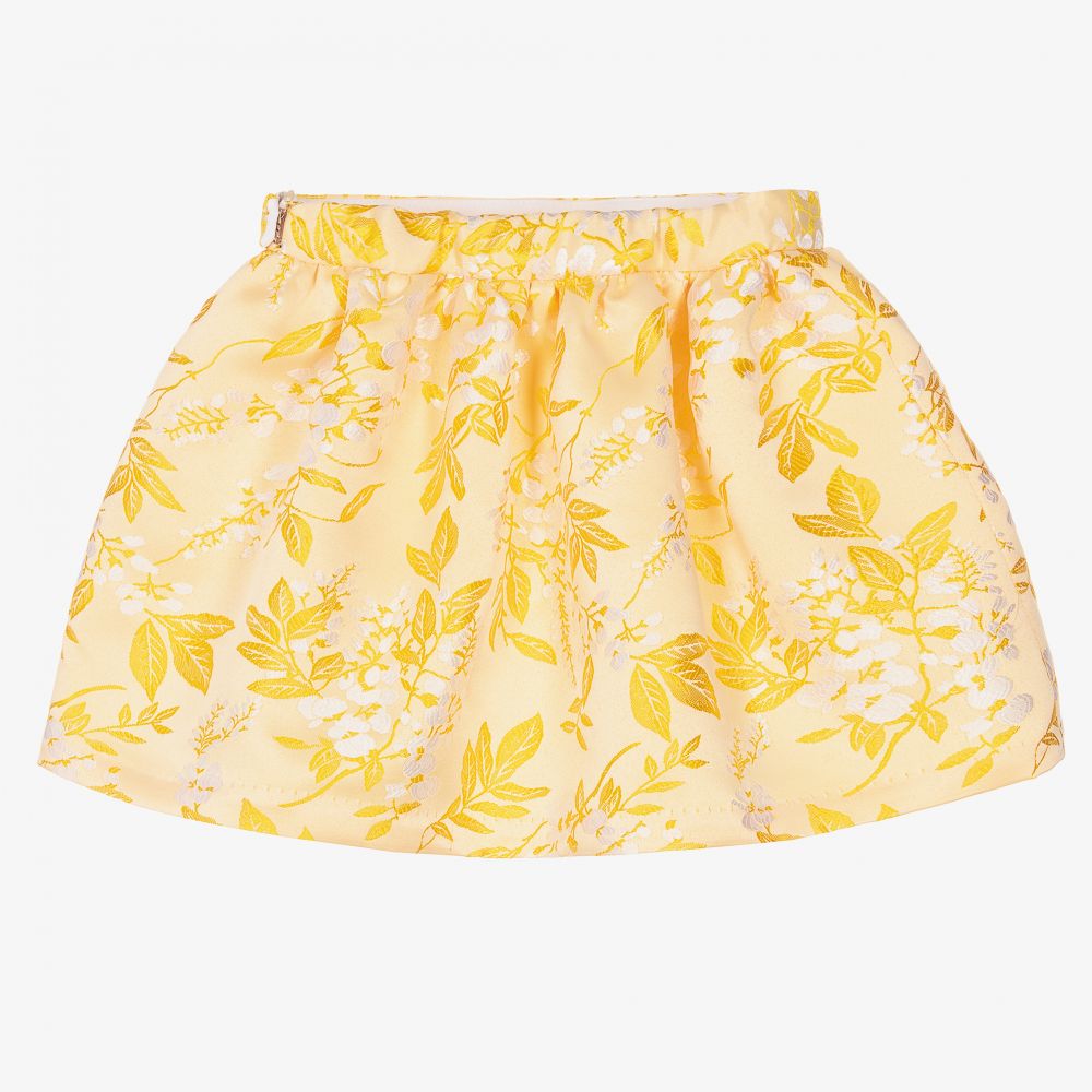 Hucklebones London-Girls Yellow Jacquard Skirt | Childrensalon Outlet