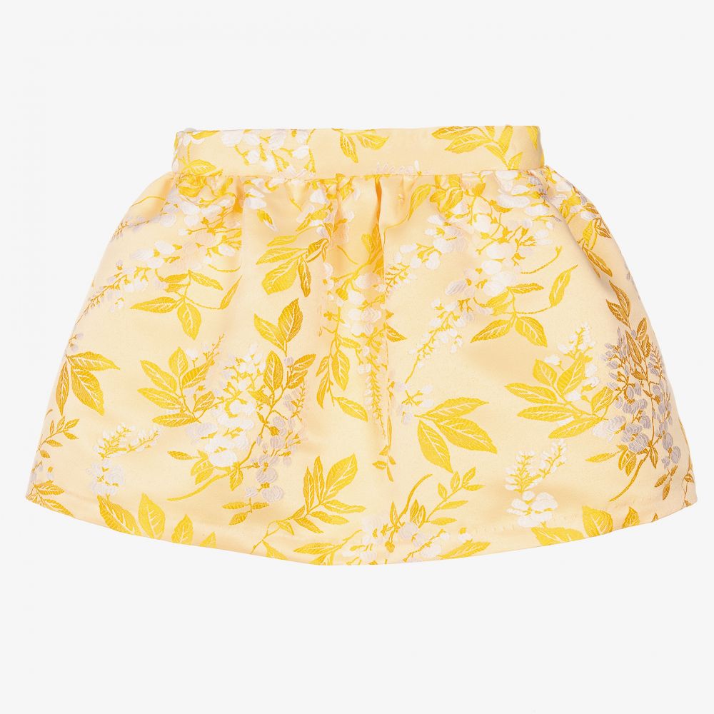 Hucklebones London - Jupe jaune en jacquard Fille | Childrensalon