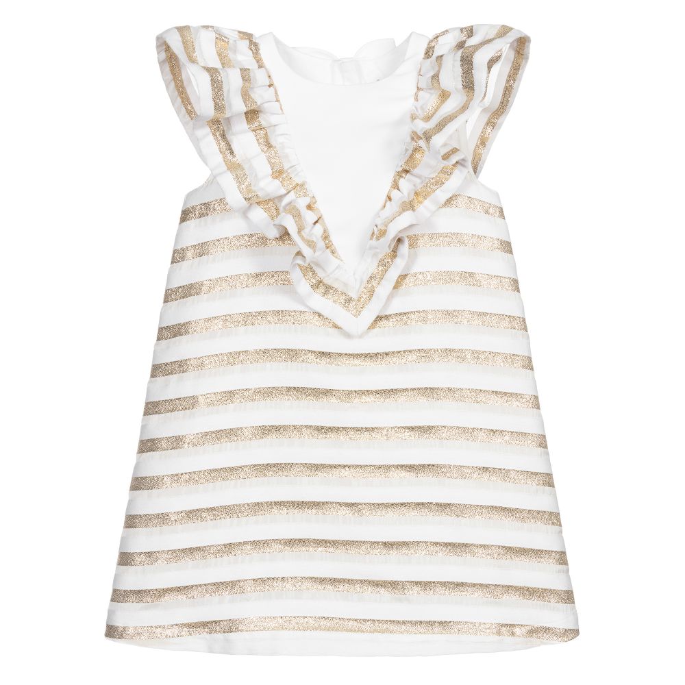 Hucklebones London - Gold & White Shift Dress | Childrensalon