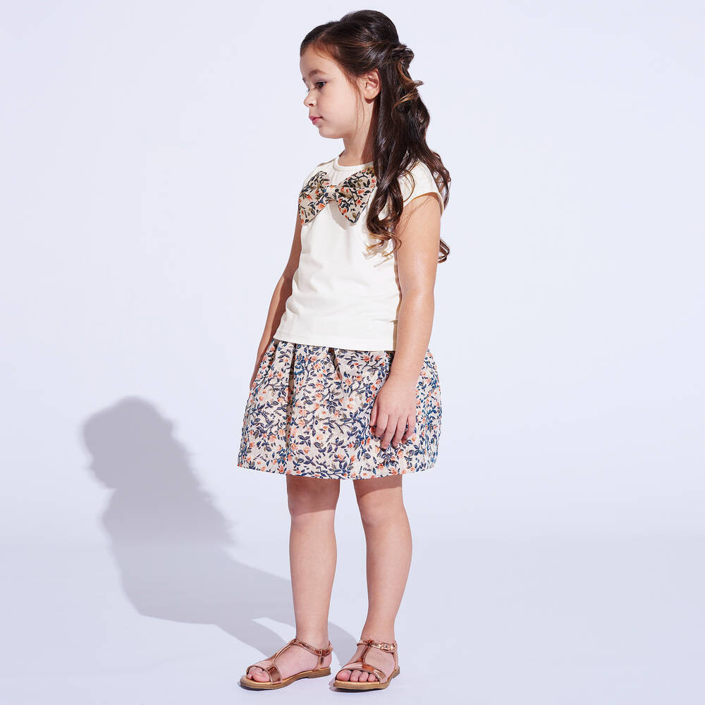 Hucklebones London-Ivory Cotton & Modal T-Shirt | Childrensalon Outlet