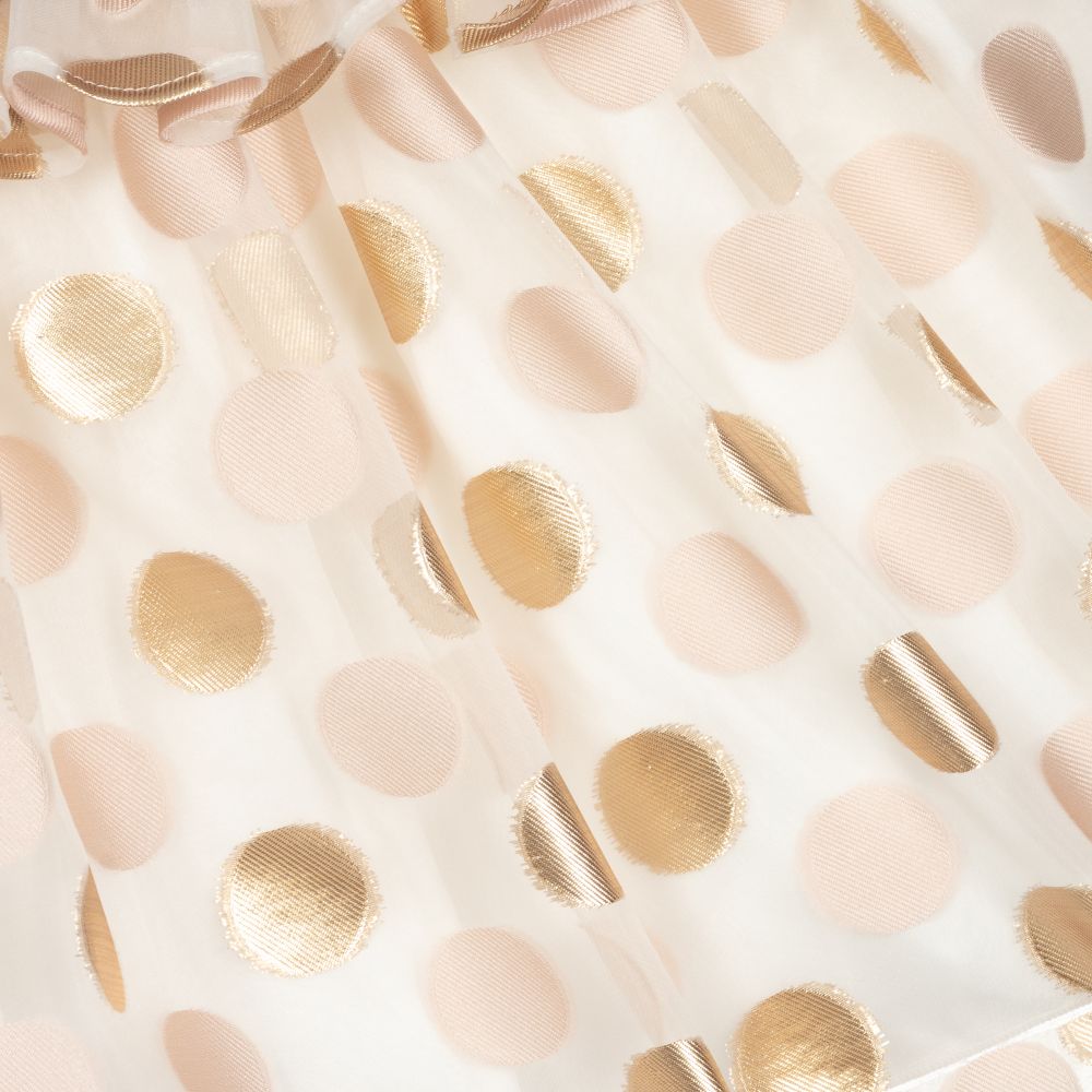 Hucklebones London - Ivory Organza & Gold Dot Dress