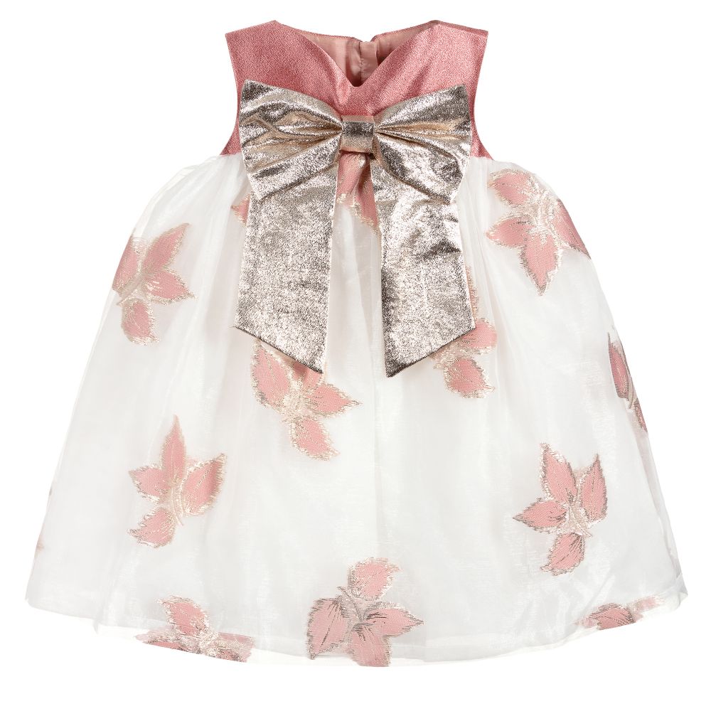 Hucklebones London-فستان بروكاد شيفون لون عاجي وزهري | Childrensalon Outlet