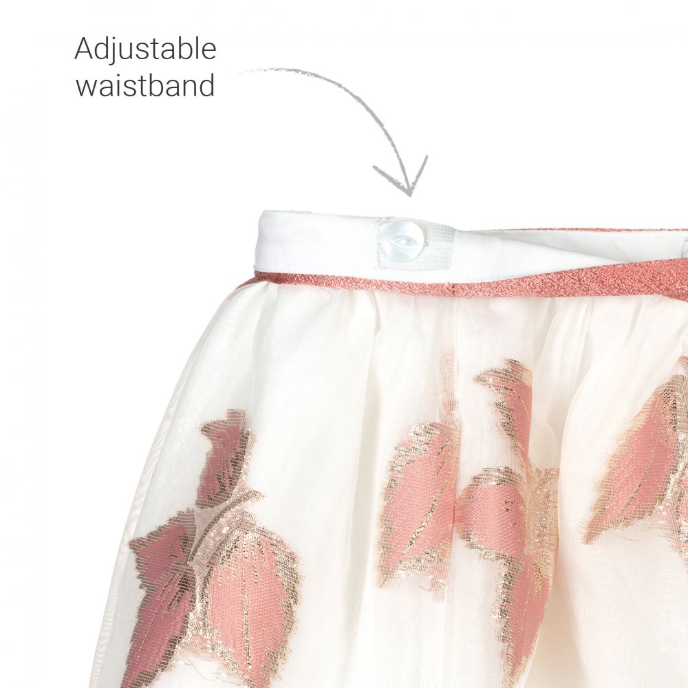 Hucklebones London-Ivory & Pink Organza Skirt | Childrensalon Outlet