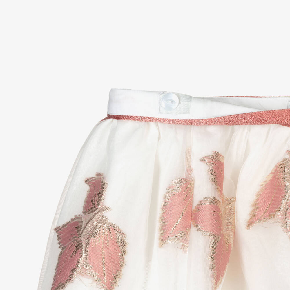 Hucklebones London-Ivory & Pink Organza Skirt | Childrensalon Outlet