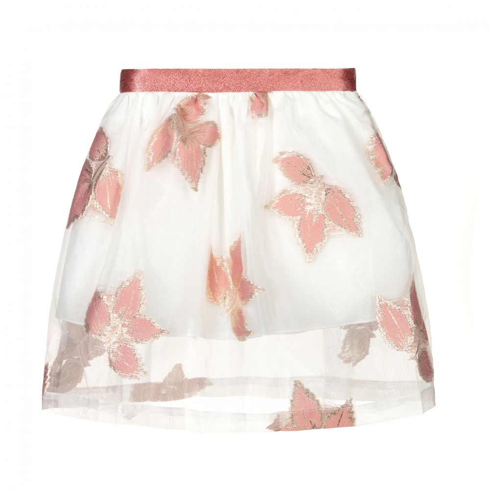 Hucklebones London - Ivory & Pink Organza Skirt | Childrensalon