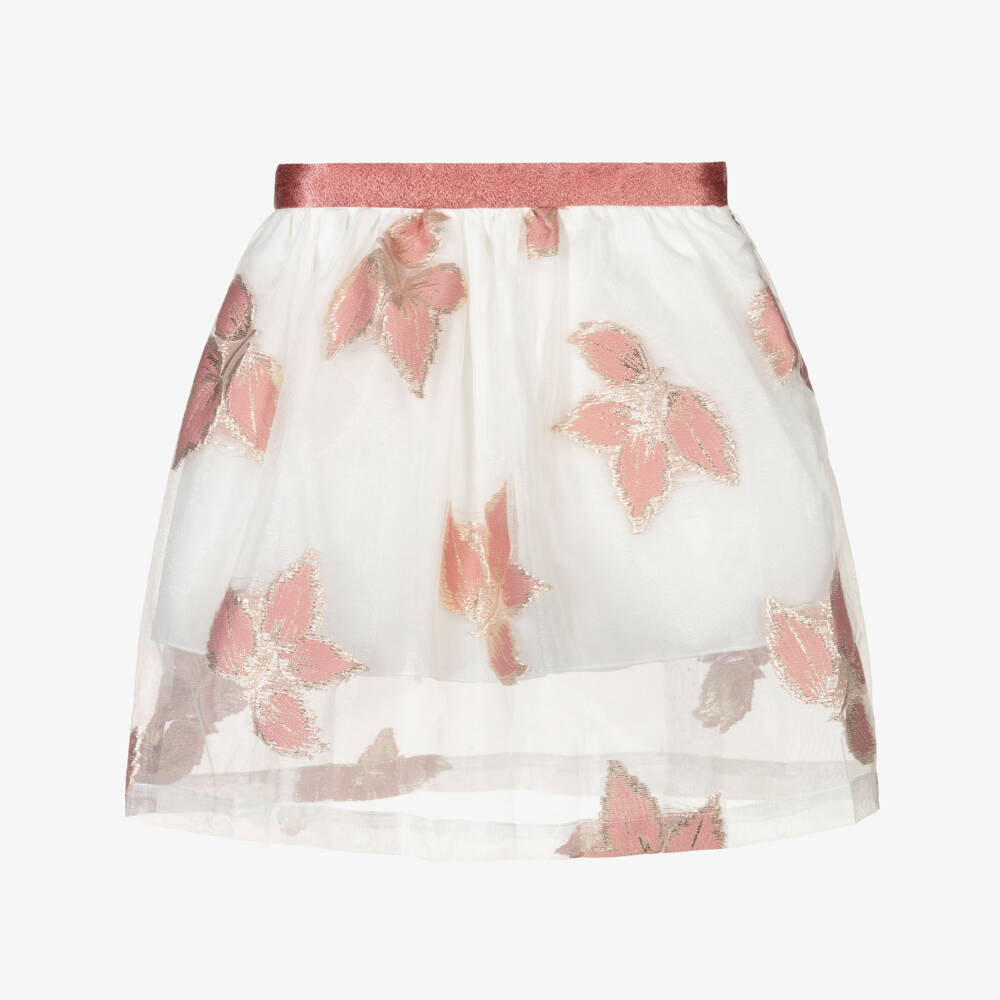 Hucklebones London-Ivory & Pink Organza Skirt | Childrensalon Outlet