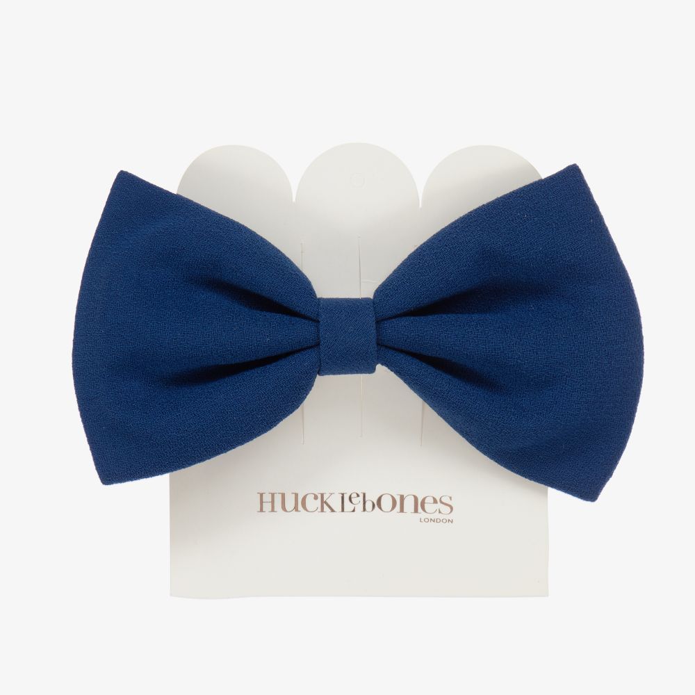 Hucklebones London-Navy Blue Bow Hair Clip (13cm) | Childrensalon Outlet