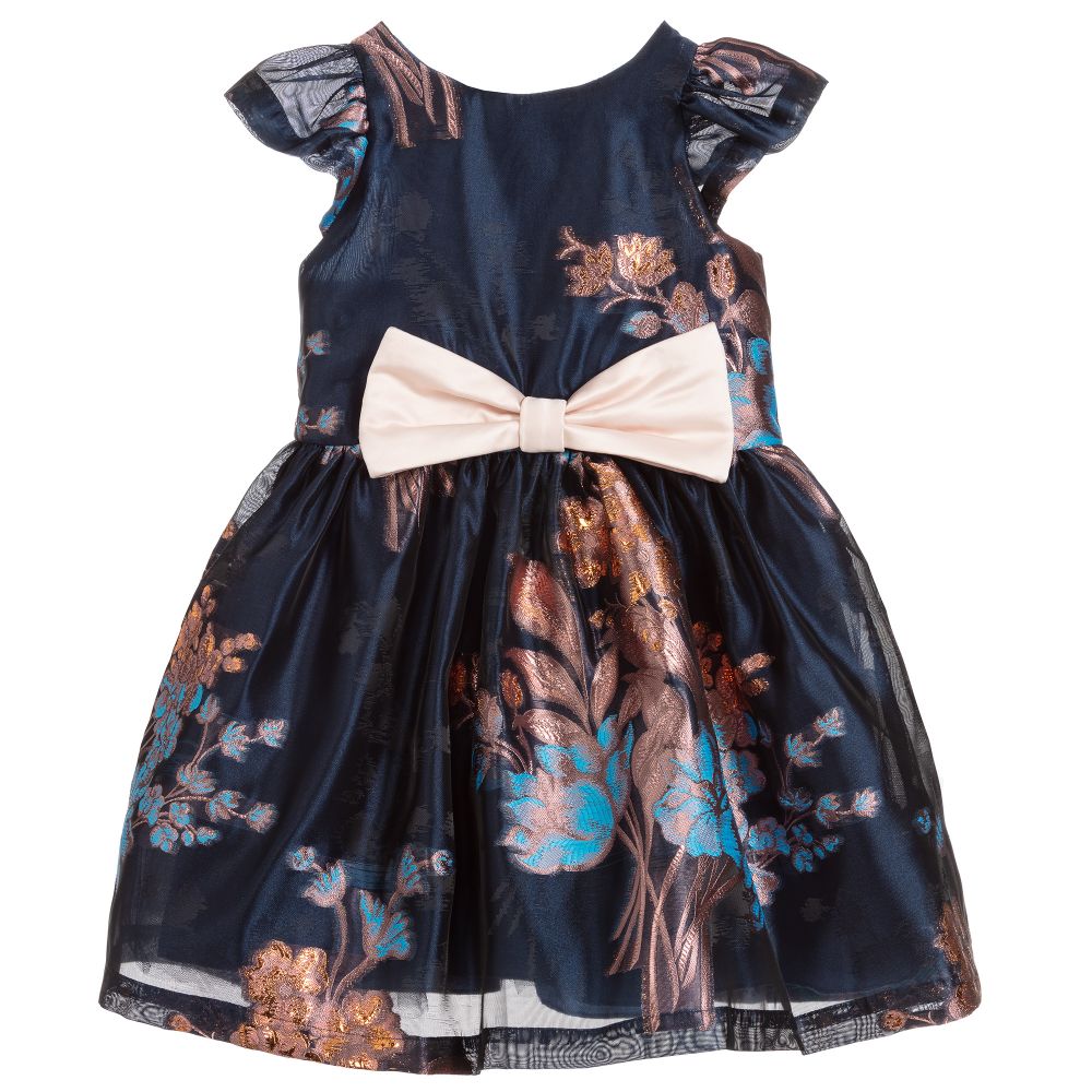 navy blue and rose gold dress