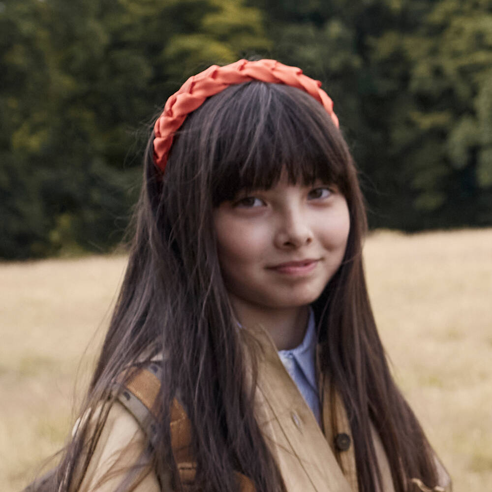 Hucklebones London-Оранжевый атласный ободок с плетением | Childrensalon Outlet