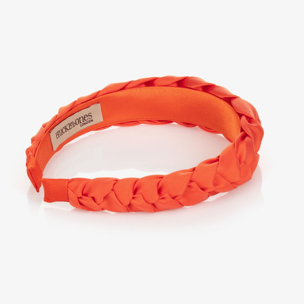 Hucklebones London-Оранжевый атласный ободок с плетением | Childrensalon Outlet