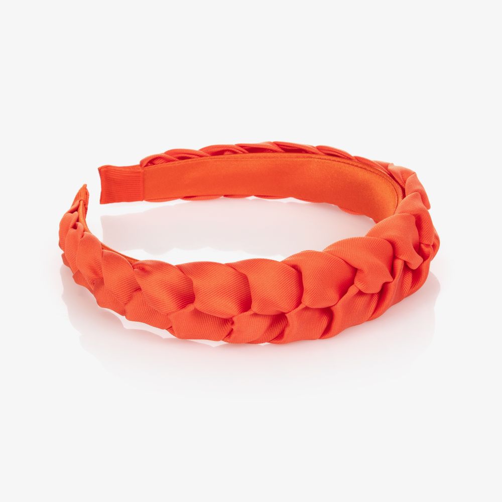 Hucklebones London-Оранжевый атласный ободок с плетением | Childrensalon Outlet