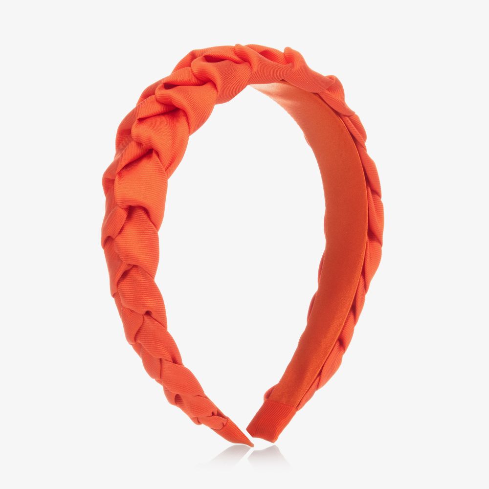 Hucklebones London - Serre-tête orange tressé en satin | Childrensalon