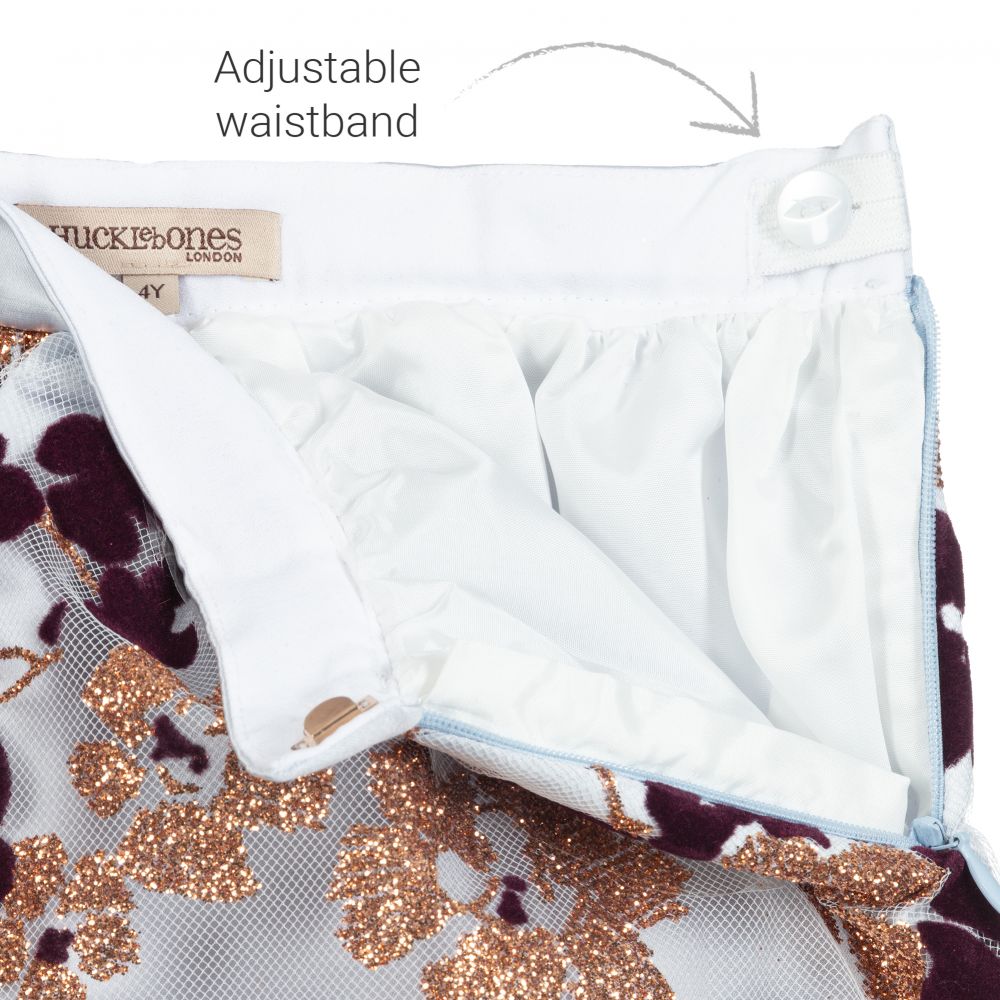 Hucklebones London-Pale Blue & Gold Glitter Skirt | Childrensalon Outlet