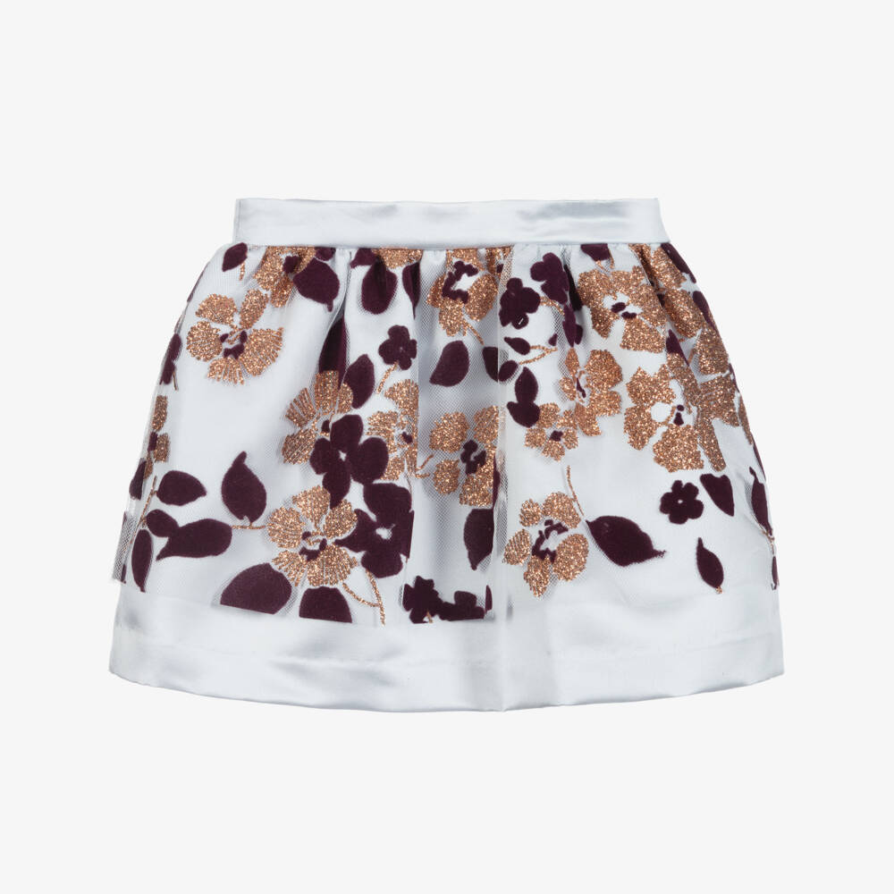 Hucklebones London-Pale Blue & Gold Glitter Skirt | Childrensalon Outlet