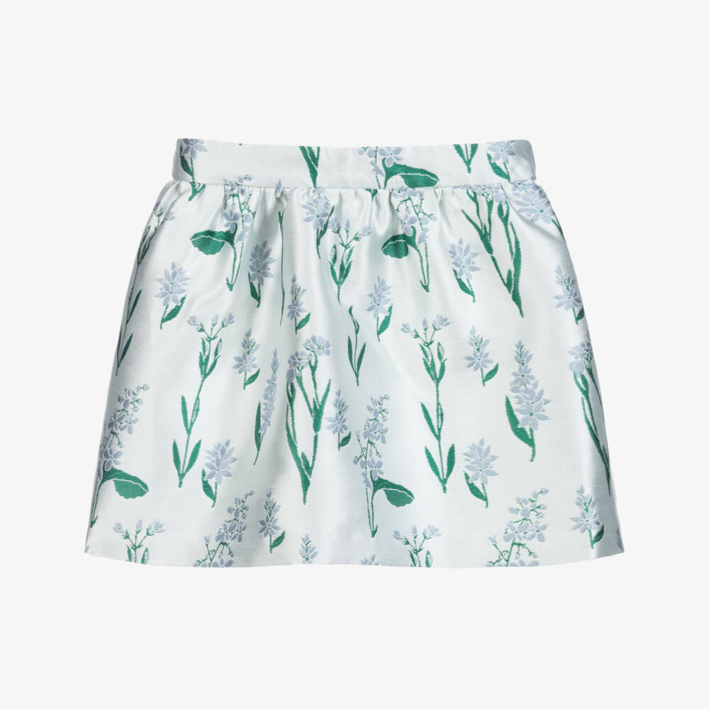Hucklebones London-Pale Blue Jacquard Skirt | Childrensalon Outlet
