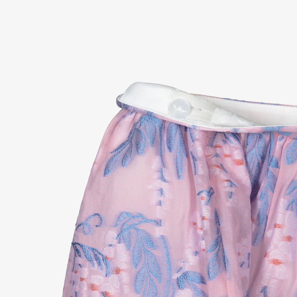 Hucklebones London-Pink & Blue Floral Skirt | Childrensalon Outlet
