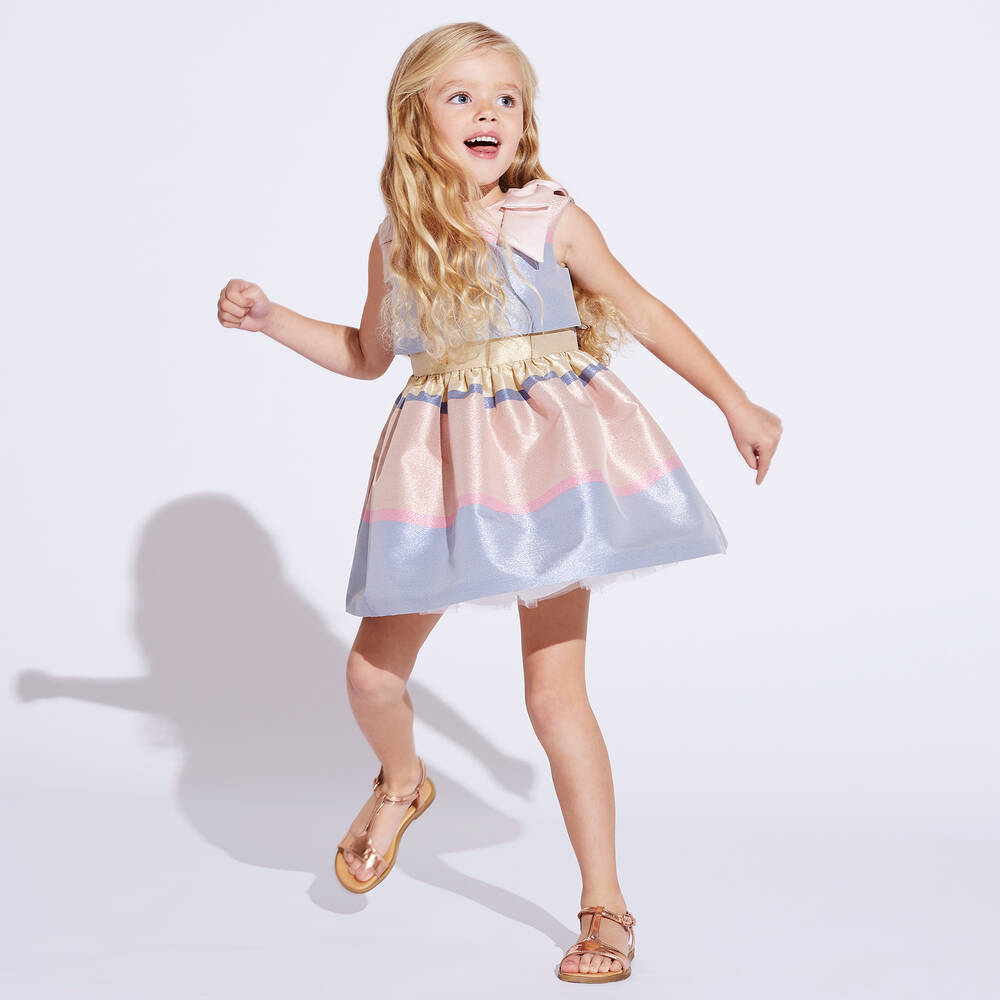 Hucklebones London-Pink, Blue & Gold Dress | Childrensalon Outlet