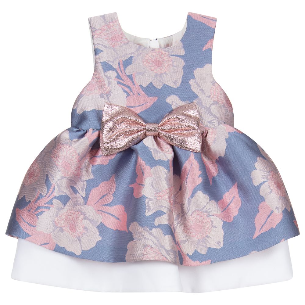 Hucklebones London - Комплект с розово-голубым жаккардовым платьем | Childrensalon