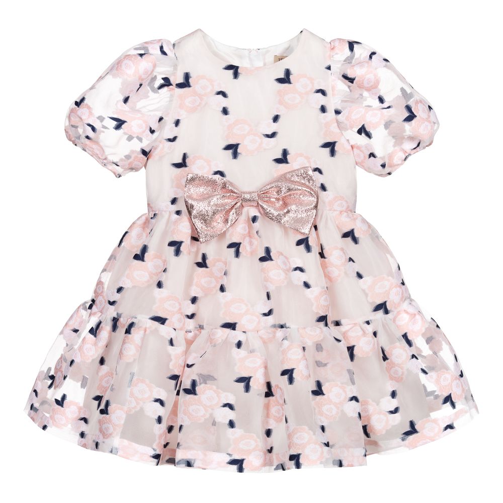 Hucklebones London-Pink & Blue Organza Dress | Childrensalon Outlet