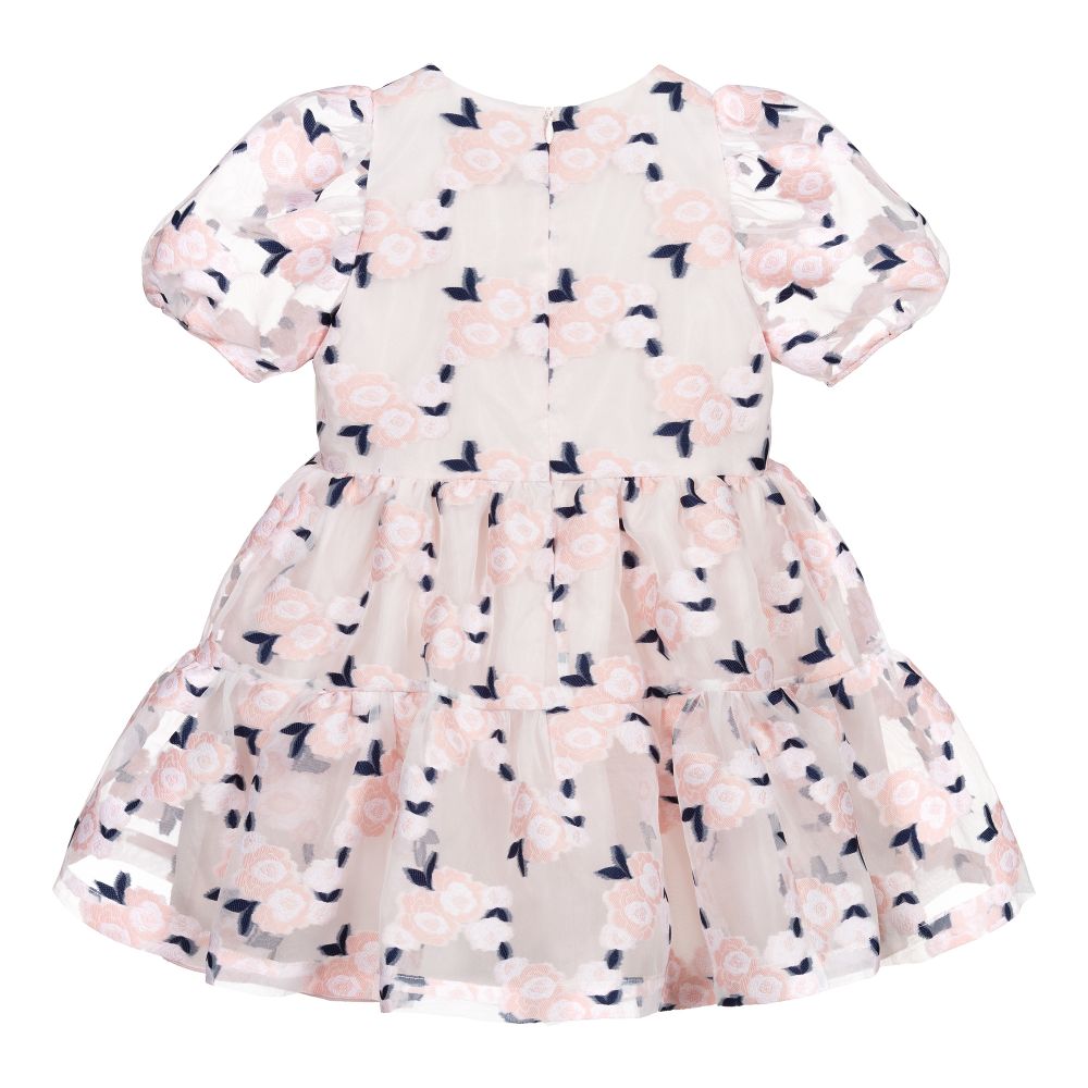 Hucklebones London-Платье из органзы розового и синего цвета | Childrensalon Outlet