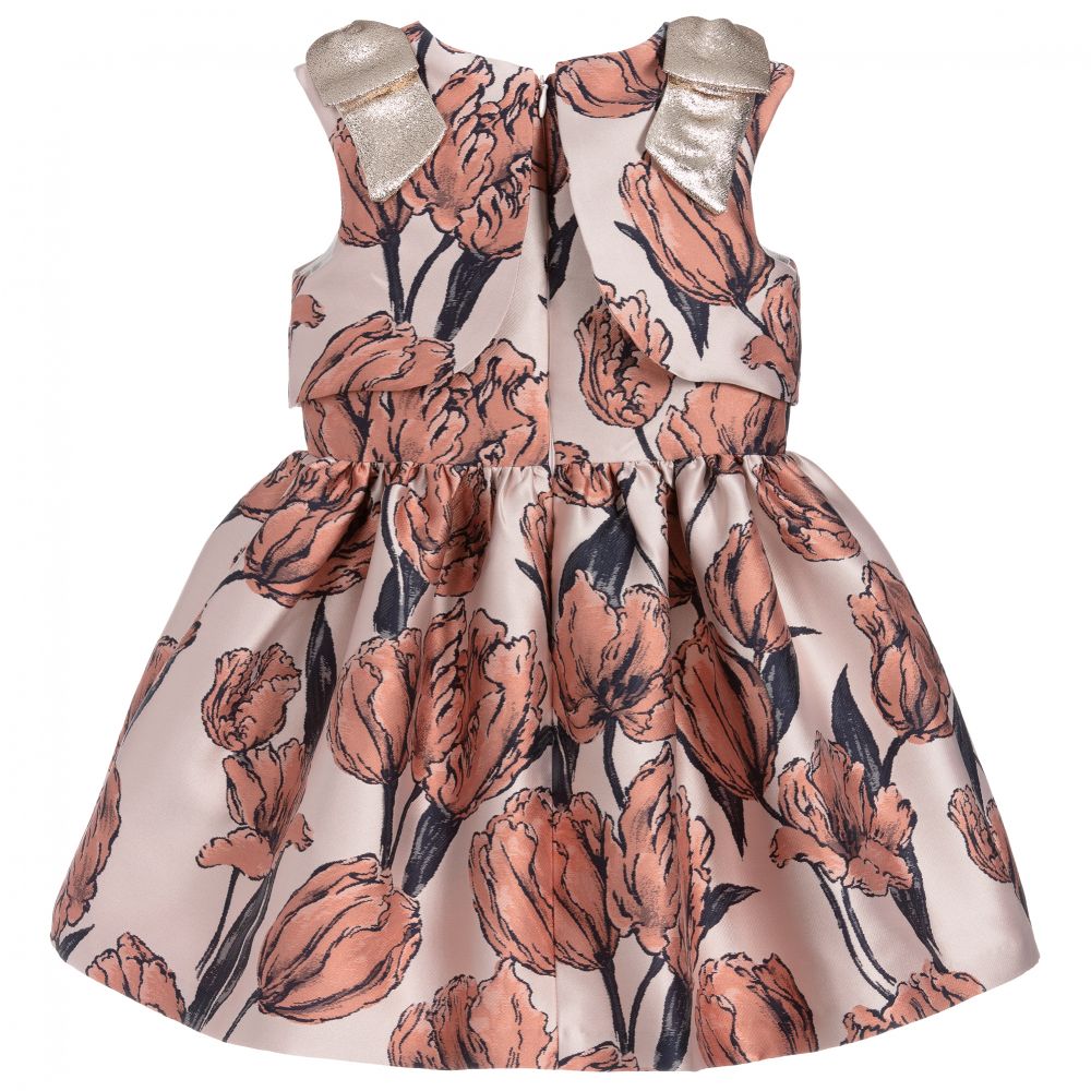 Hucklebones London-Pink Brocade Tulip Dress | Childrensalon Outlet