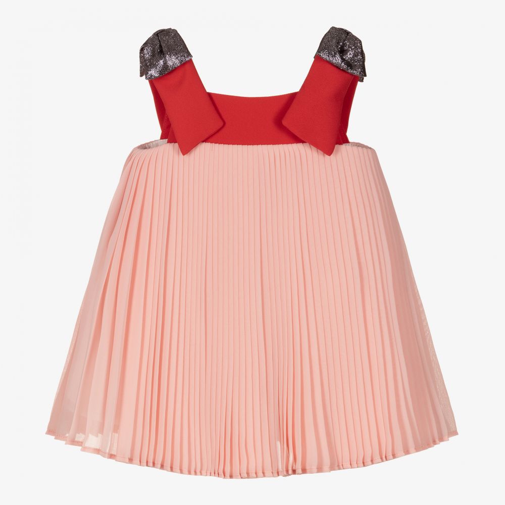 Hucklebones London - طقم فستان شيفون كريب لون زهري | Childrensalon