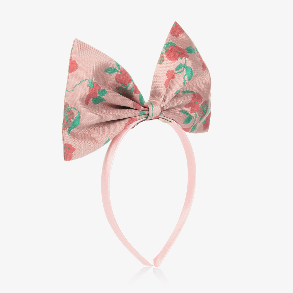 Hucklebones London - Pink Floral Bow Hairband | Childrensalon