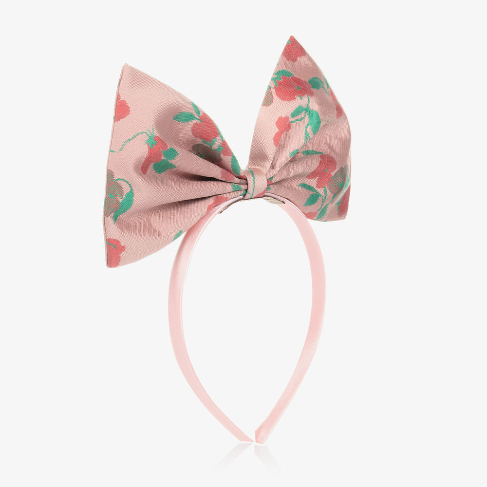 Hucklebones London - Serre-tête rose à nœud/fleurs | Childrensalon