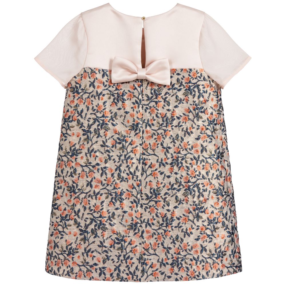 Hucklebones London-Pink Floral Brocade Dress | Childrensalon Outlet