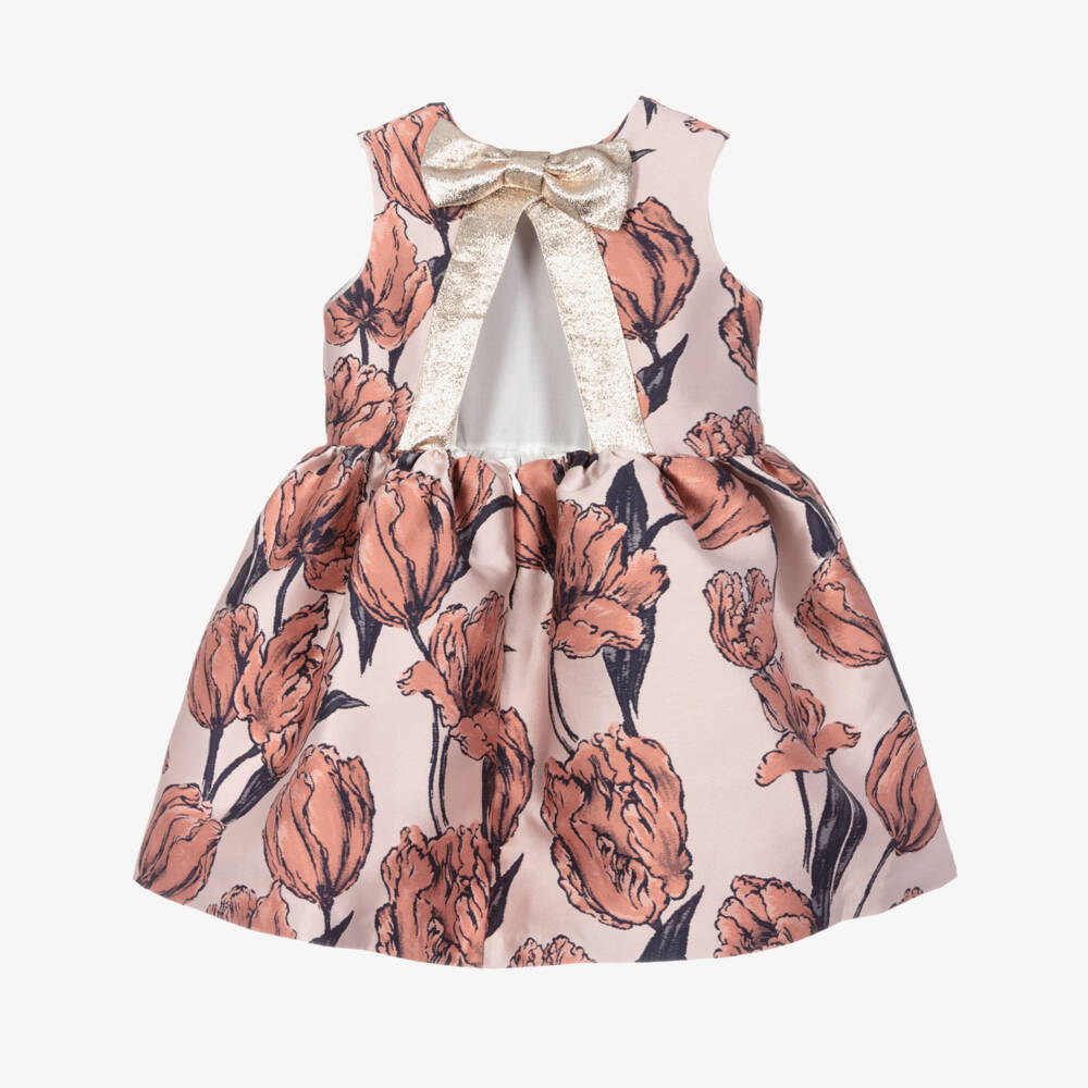 Hucklebones London-Pink Floral Jacquard Dress | Childrensalon Outlet