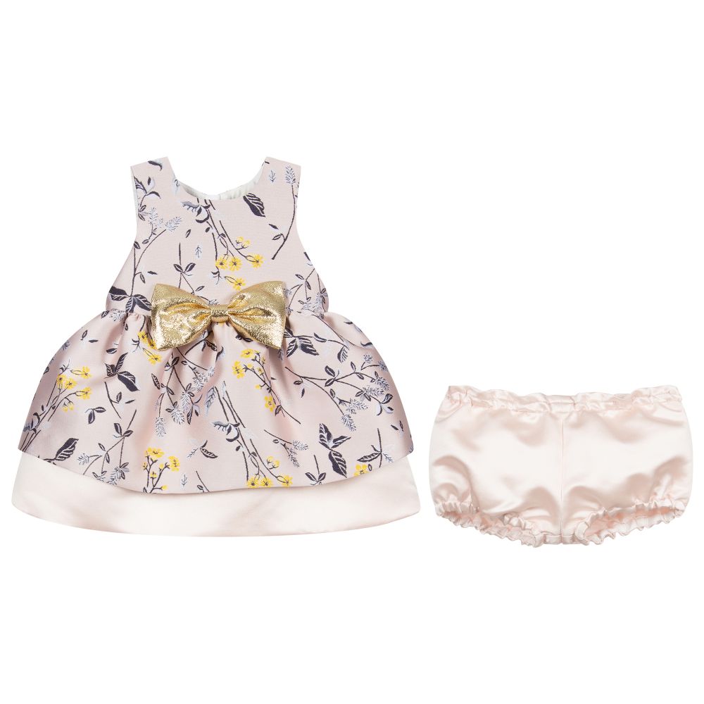 Hucklebones London-Pink Floral Jacquard Dress Set | Childrensalon Outlet